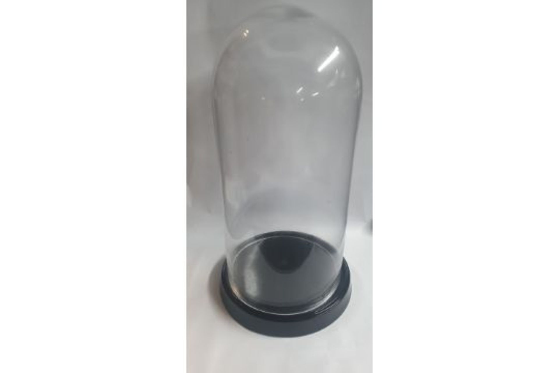 Large Clear Glass Dome With Black Ceramic Base