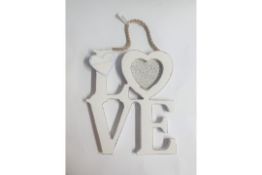 10 X Wooden Hanging 'Love' With