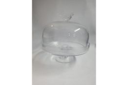 Clear Glass Cake Stand with Bird on Dome Lid