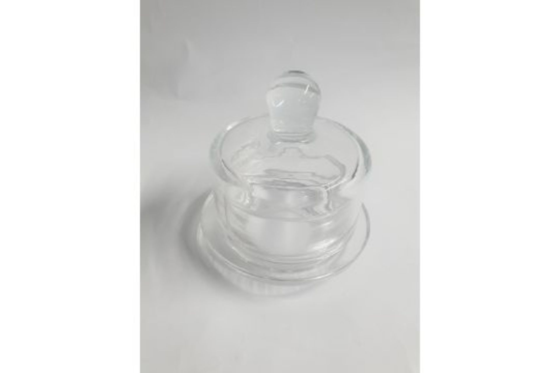 6 x Clear Glass Butter Dish