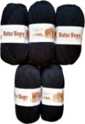 5 Packs of 100g Acrylic Knitting and Crochet Wool Black | B016J2A980