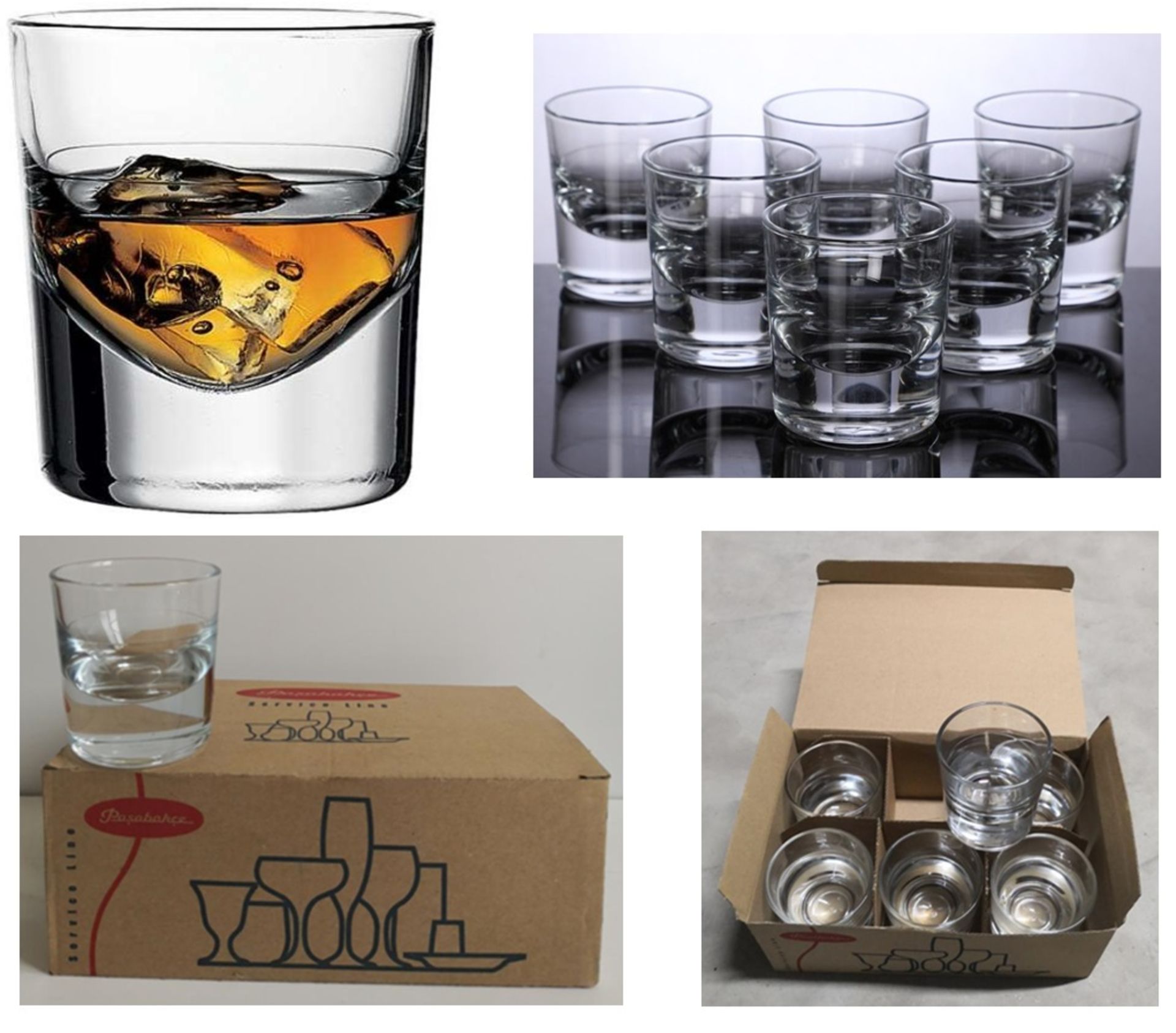 100 x Boxes of Whiskey Glasses w/Heavy Glass Base | 6 pcs per Box | Total RRP £1,000