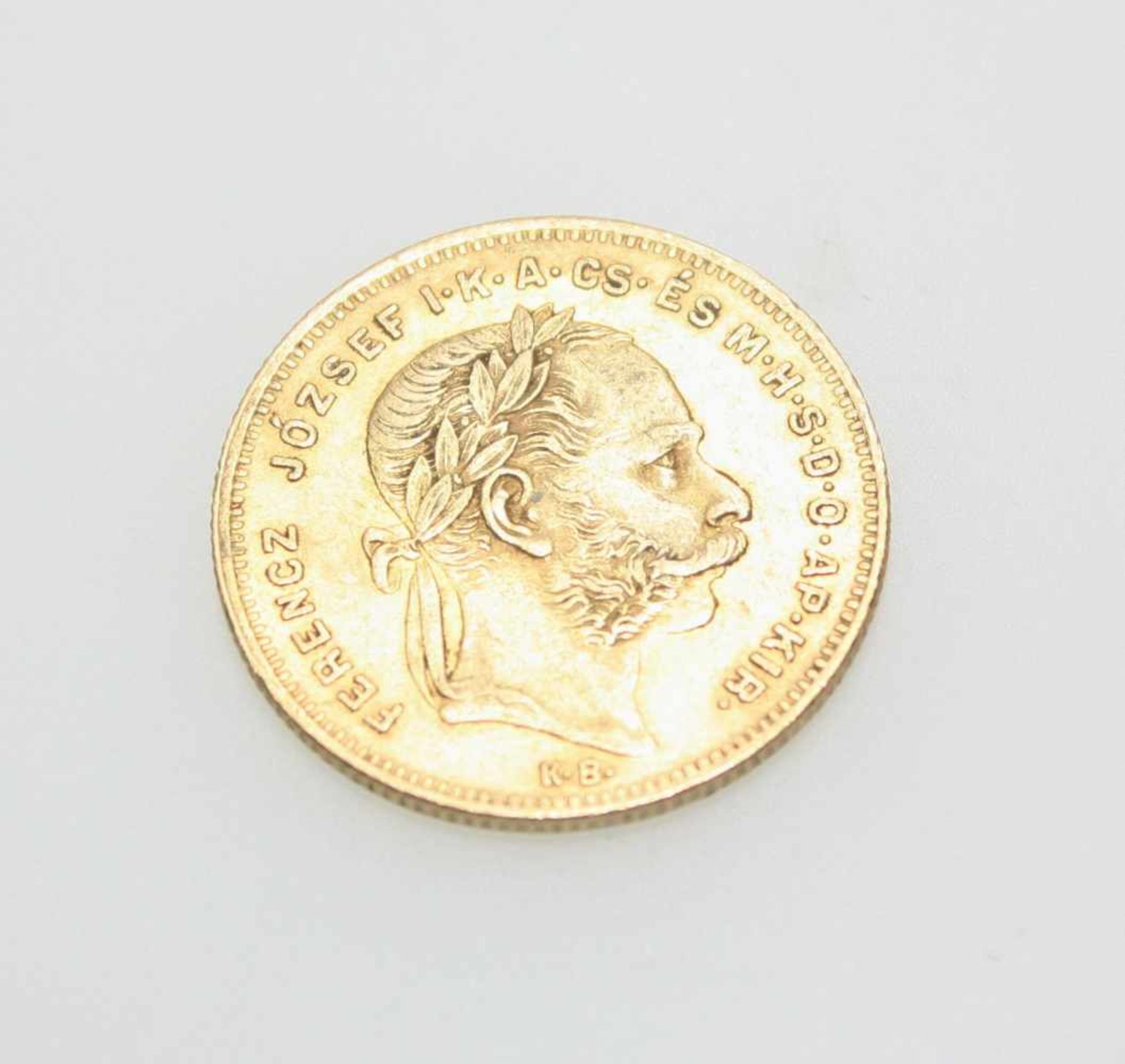 Goldmünze 20 Franc/8 Forint, Ferencz Jócsef, 1872 Ungarn.Brgw. 6,44 g