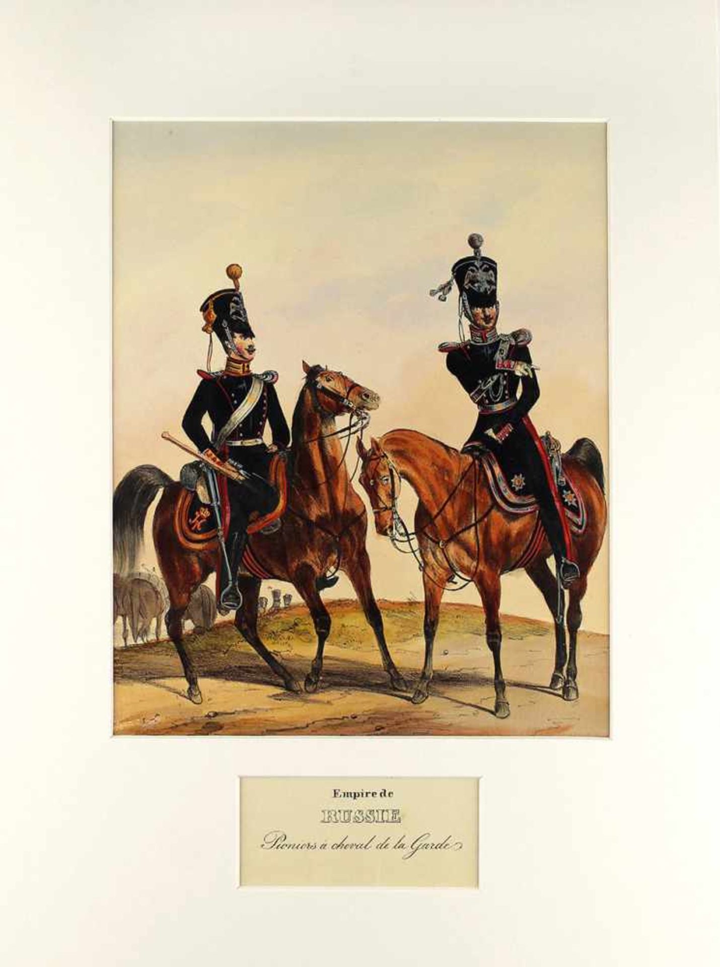 [Uniformen der Russischen Armee]Reitende Garde-Pioniere: Gemeine & Unteroffizier. 1840Aus der