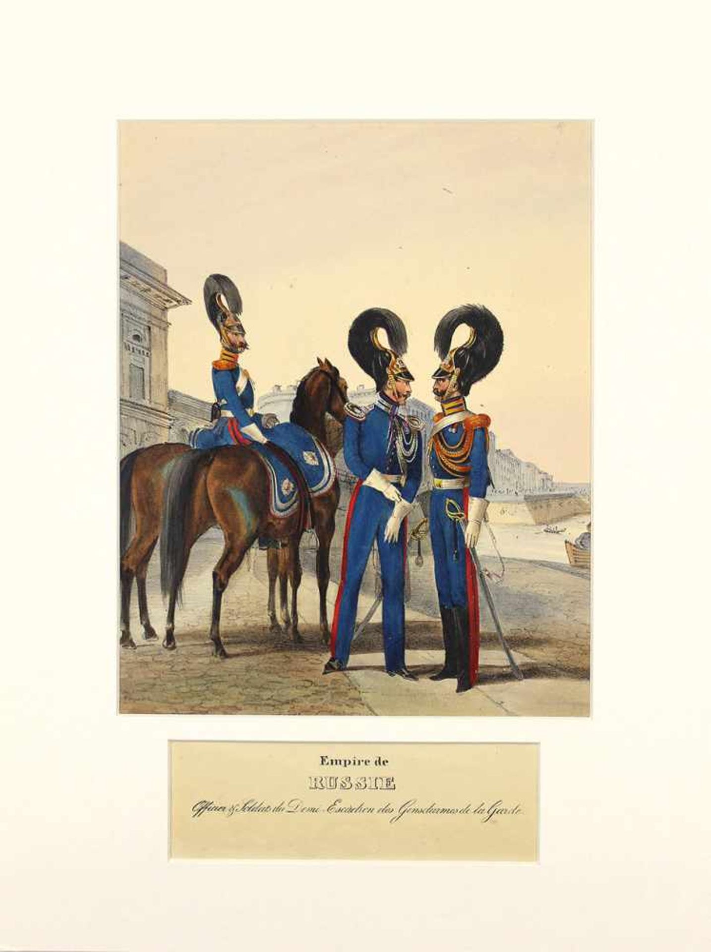 [Uniformen der Russischen Armee] Garde-Gendarmerie-Halbeskadron: Offizier & Gemeine. 1840