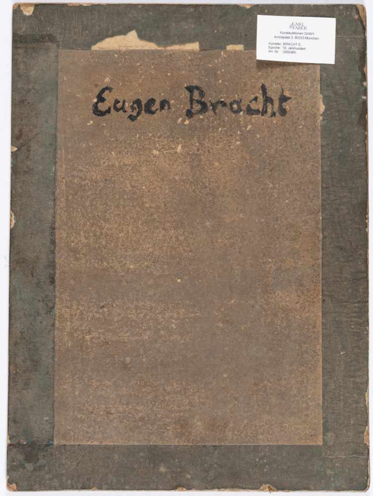 Eugen BrachtZypressenÖl auf Leinwand, auf Malkarton aufgezogen. 37,5 x 27,5 cm. Verso von fremder - Bild 3 aus 3