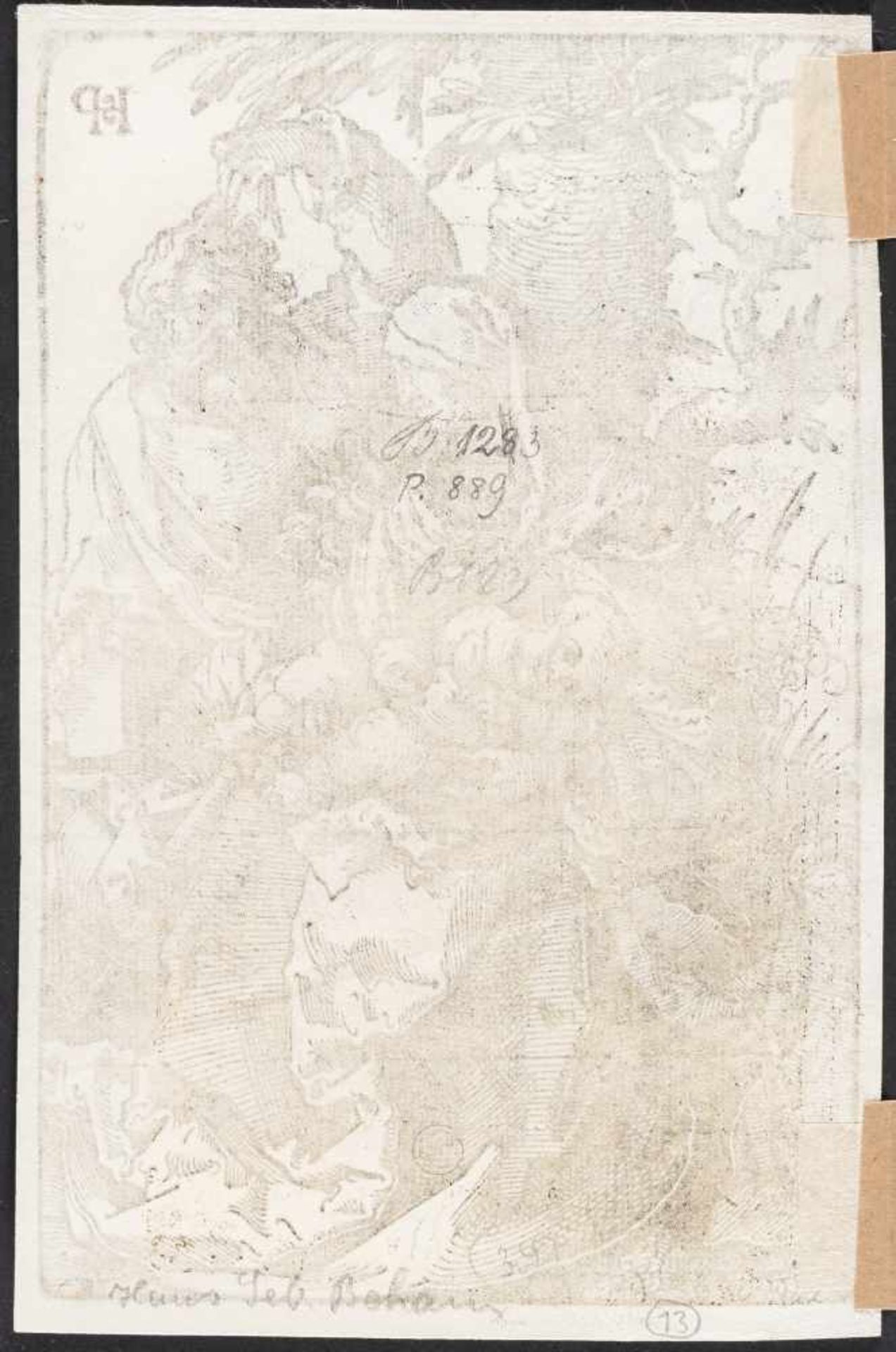 Hans Sebald BehamDie heilige Familie unter einem BaumHolzschnitt auf Bütten. (1521). 17,2 x 11,6 - Image 3 of 3