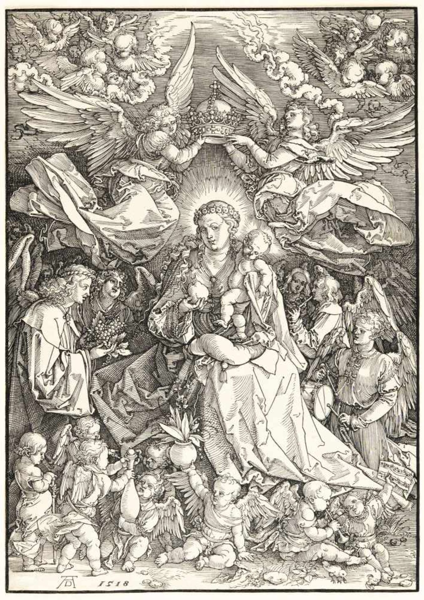 Albrecht DürerMaria, als Königin der Engel (Maria von zwei Engeln gekrönt)Holzschnitt auf Bütten mit - Bild 2 aus 3