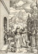 Albrecht DürerDie HeimsuchungHolzschnitt auf Bütten mit Wz. „Hohe Krone“ (Meder Wz. 20). (1503/
