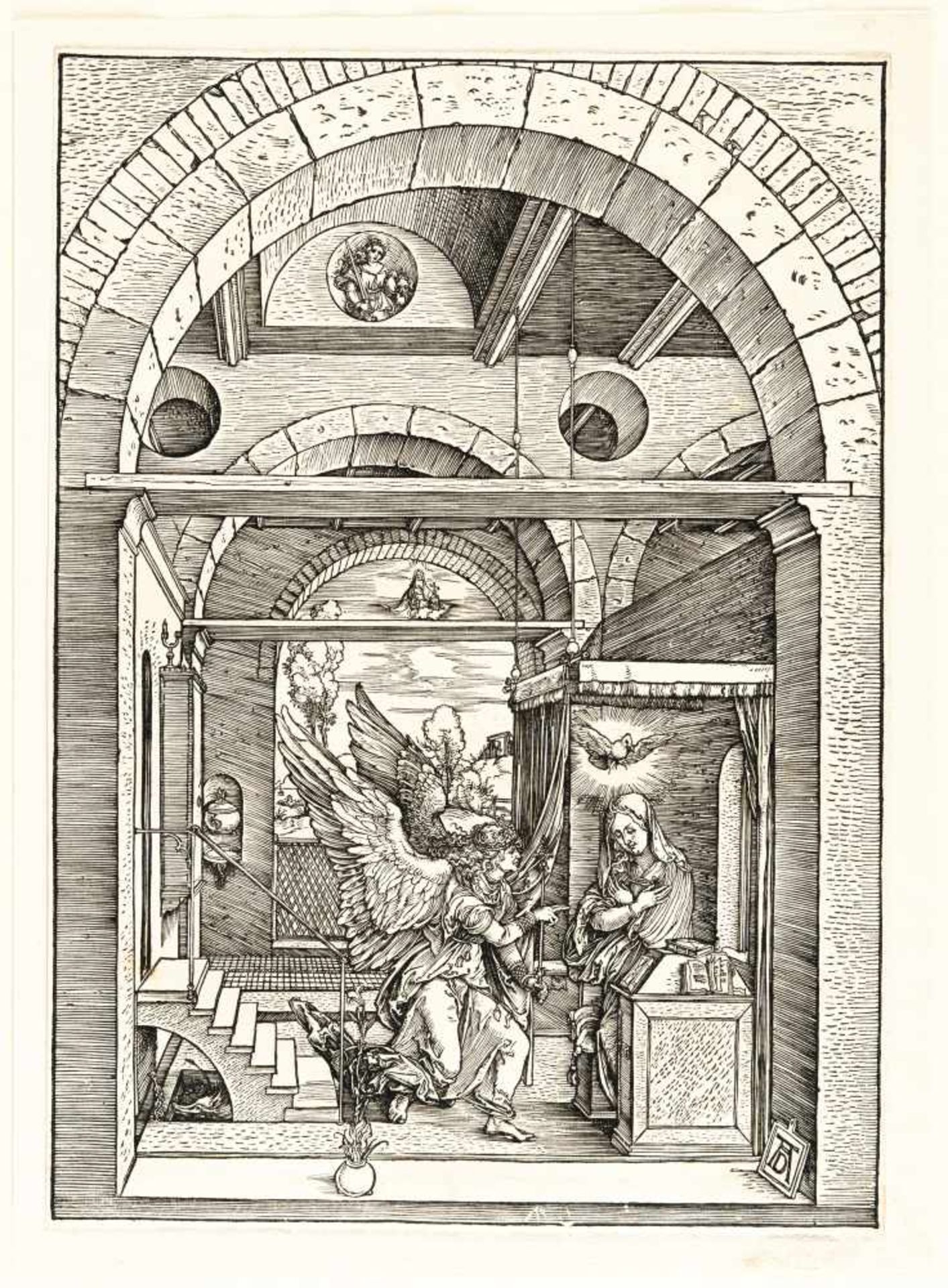 Albrecht DürerMariä VerkündigungHolzschnitt auf Bütten mit Wz. „Hohe Krone“ (Meder Wz. 20). (Um - Bild 2 aus 3