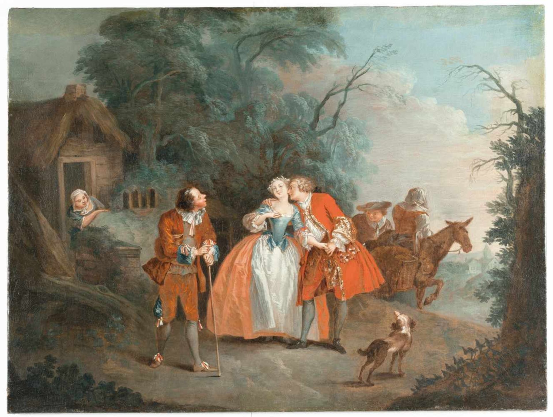 Jean-Baptiste François Pater (Surrounding)Galante SzeneÖl auf Leinwand. 73,2 x 97 cm. Verso auf - Bild 2 aus 3