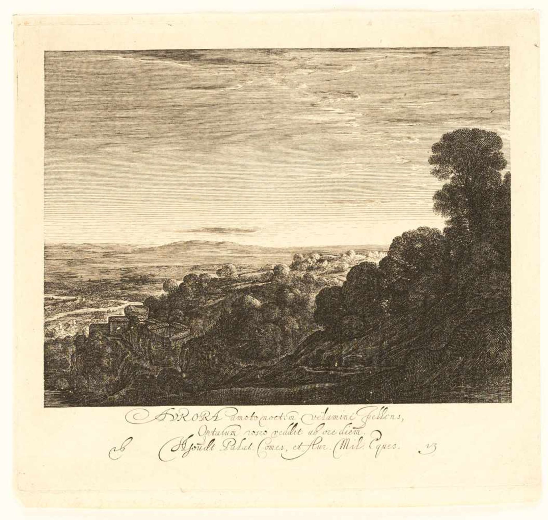 Hendrik GoudtAurora, Landschaft in der MorgendämmerungRadierung nach Adam Elsheimer auf Bütten. ( - Bild 2 aus 3