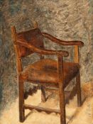 GermanStudie eines StuhlsÖl auf Velin über Bleistift, auf Pappe aufgezogen. 1837. 22 x 16,5 cm.