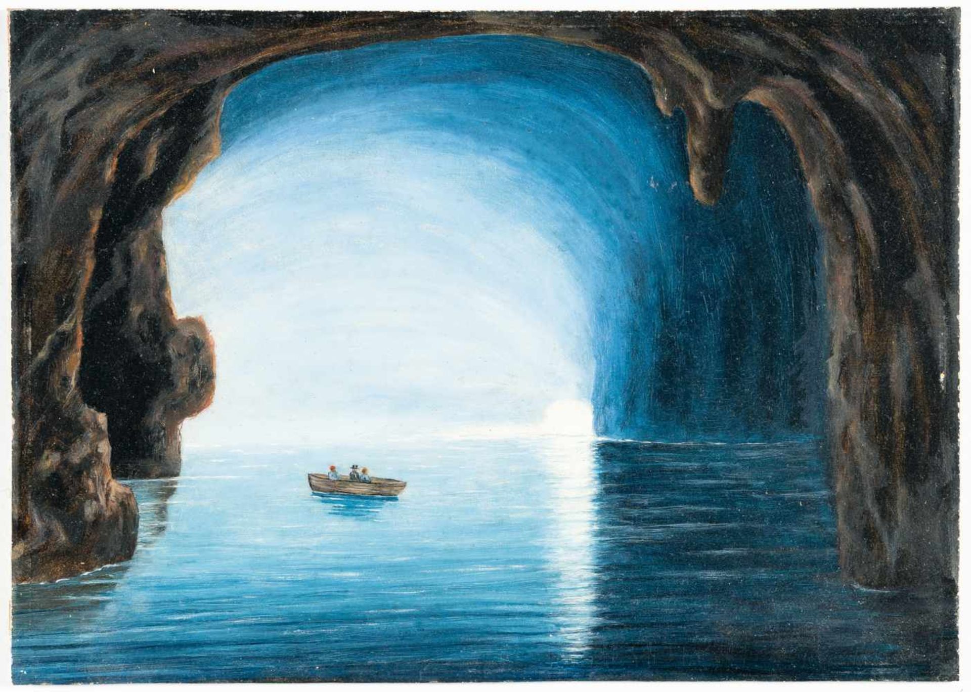 Friedrich Thöming (attributed)Die Blaue Grotte auf CapriÖl auf Malpappe. 27,5 x 39 cm. Verso von - Bild 2 aus 3
