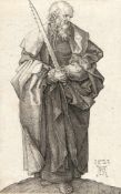 Albrecht DürerDer Apostel SimonKupferstich auf Bütten. (1523). 11,7 x 7,6 cm (Blattgröße).Guter,