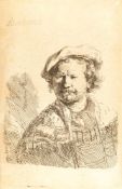 Rembrandt Harmensz. Van RijnSelbstbildnis mit der flachen KappeRadierung auf Bütten. (Um 1642). 9,
