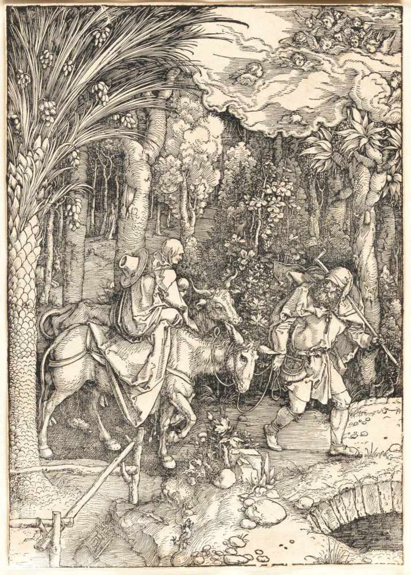 Albrecht DürerDie Flucht nach ÄgyptenHolzschnitt auf Bütten mit Wz. „Schild mit schrägem Balken" ( - Bild 2 aus 3
