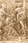 Lucas Van LeydenDie Verspottung ChristiKupferstich auf Bütten. (1521). 11,8 x 7,7 cm (Blattgröße).