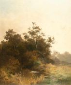 Josef WengleinLandschaft mit Teich und EntenÖl auf Leinwand. 90 x 76,5 cm. Signiert und mit „