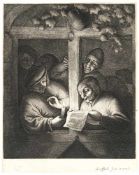 Adriaen Van OstadeDie Sänger am FensterRadierung auf Bütten. (1667?). 23,7 x 19,1 cm (Blattgröße).