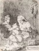 Rembrandt Harmensz. Van RijnDie heilige Familie, Maria stillendRadierung auf Bütten. (Um 1632). 9,