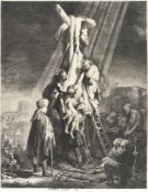 Rembrandt Harmensz. Van RijnDie große Kreuzabnahme (2. Platte)Radierung auf Bütten. (1633). 53 x