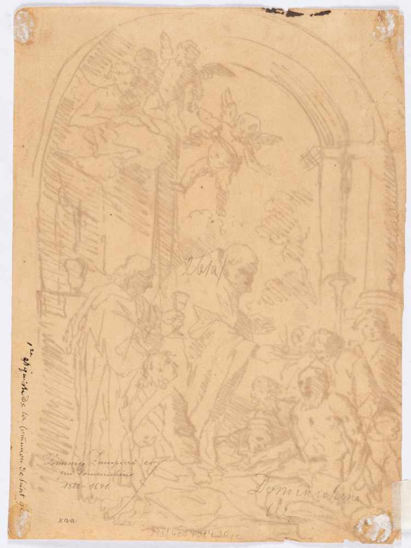 ItalianHeilige KommunionFeder in Braun über Rötel auf Bütten. (Um 1650). 26,5 x 19,5 cm. Verso - Bild 3 aus 3