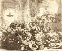 Rembrandt Harmensz. Van RijnChristus, die Händler aus dem Tempel treibendRadierung auf Bütten. (