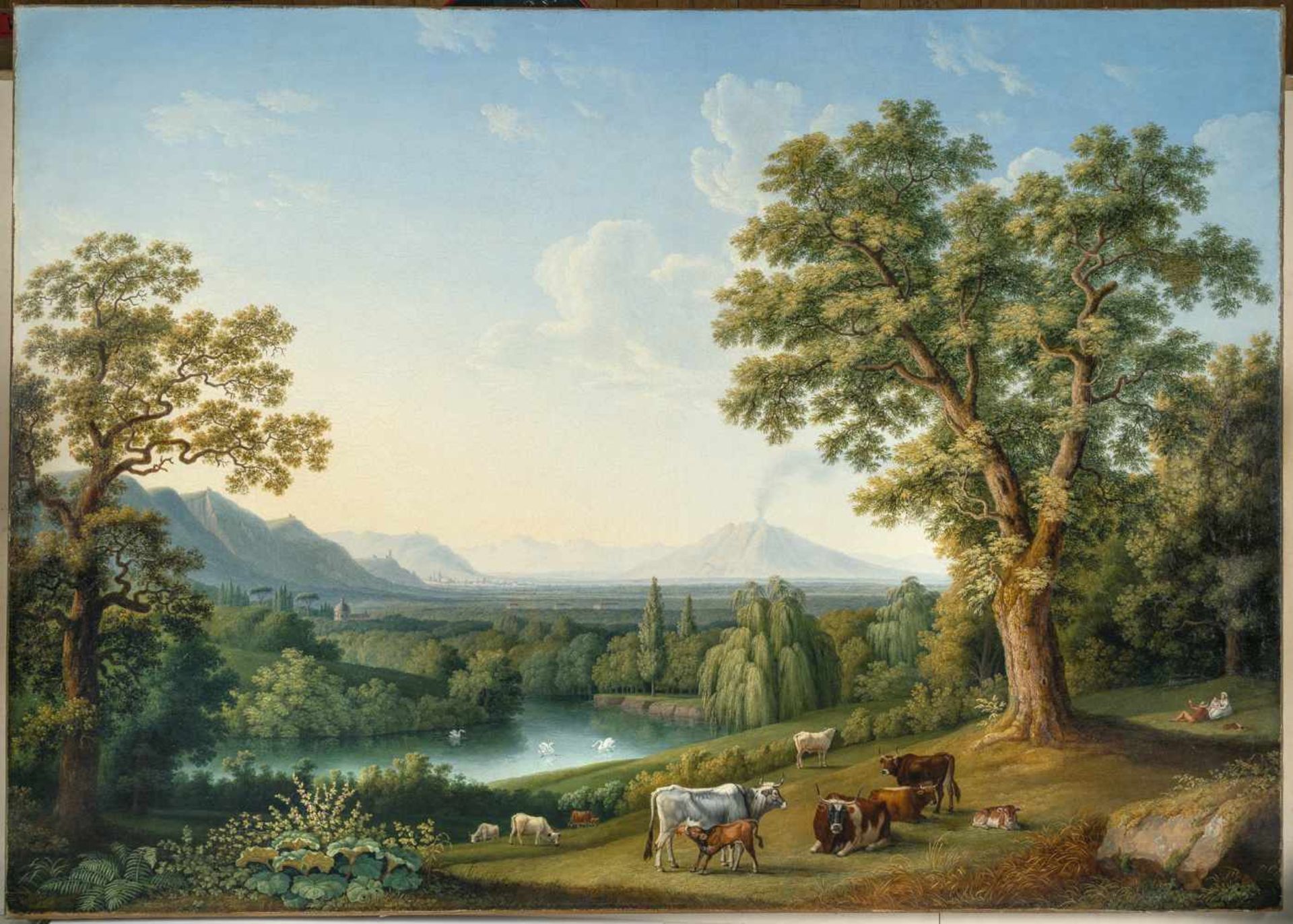 Jacob Philipp HackertIm Englischen Garten von CasertaÖl auf Leinwand, doubliert. 1800. 118 x 167 cm. - Bild 2 aus 3