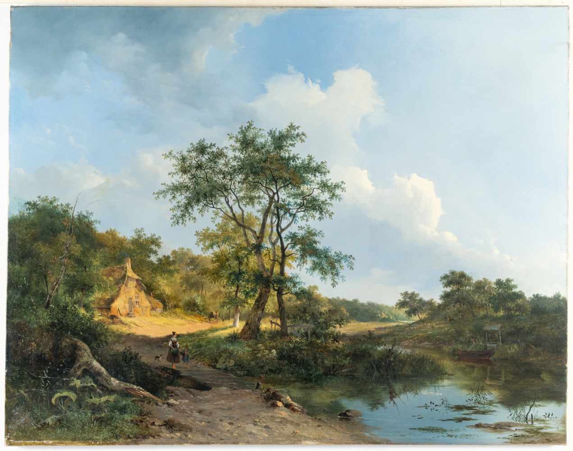 Fredrik Marianus KrusemanHolländische Landschaft mit BauernhausÖl auf Leinwand. (18)39. 75 x 96 - Bild 2 aus 3