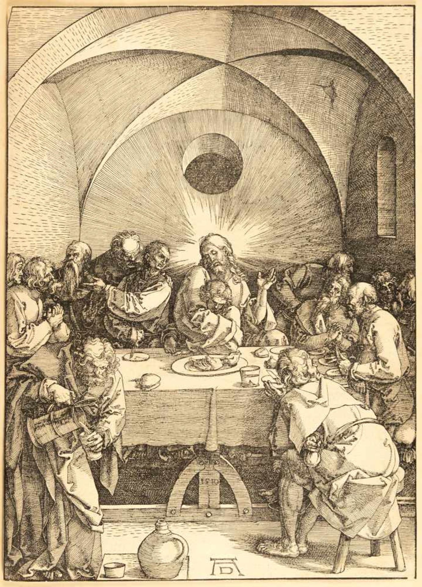 Albrecht DürerDas letzte AbendmahlHolzschnitt auf Bütten mit Wz. „Dreieck mit Blume“ (Meder Wz. - Bild 2 aus 3
