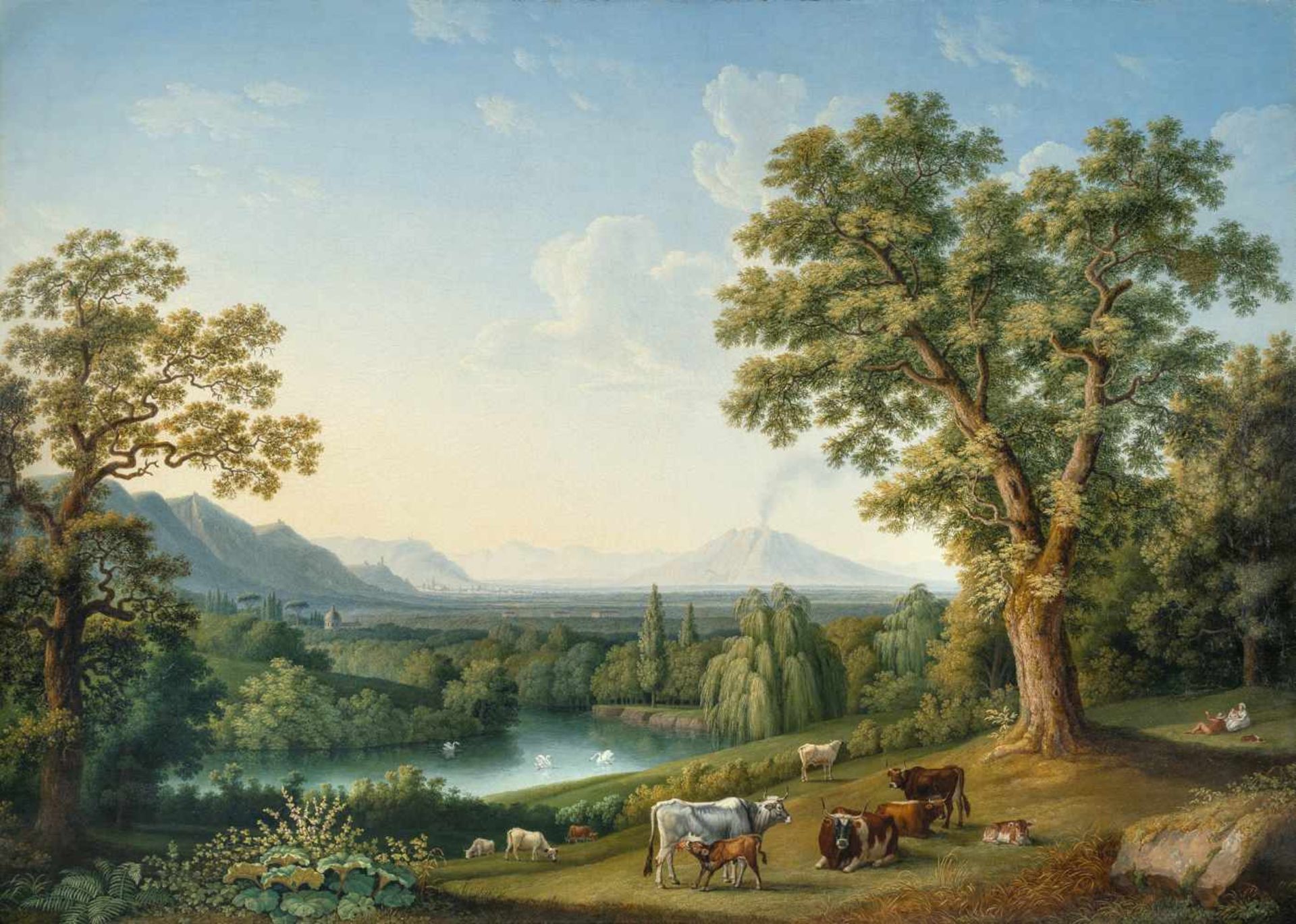 Jacob Philipp HackertIm Englischen Garten von CasertaÖl auf Leinwand, doubliert. 1800. 118 x 167 cm.