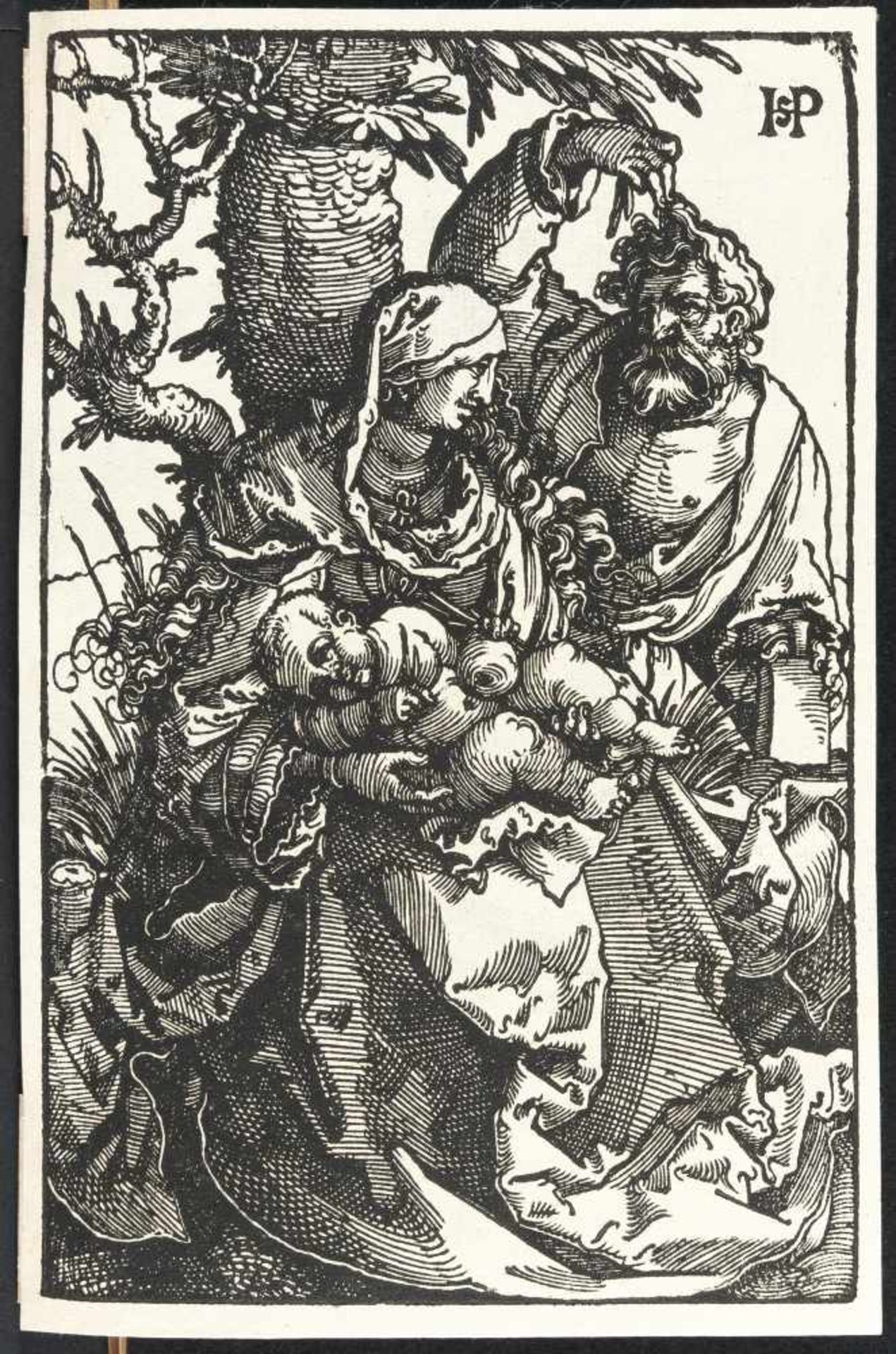 Hans Sebald BehamDie heilige Familie unter einem BaumHolzschnitt auf Bütten. (1521). 17,2 x 11,6 - Image 2 of 3