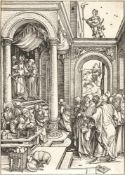 Albrecht DürerMariens TempelgangHolzschnitt auf Bütten mit Wz. „Hohe Krone“ (Meder Wz. 20). (Um