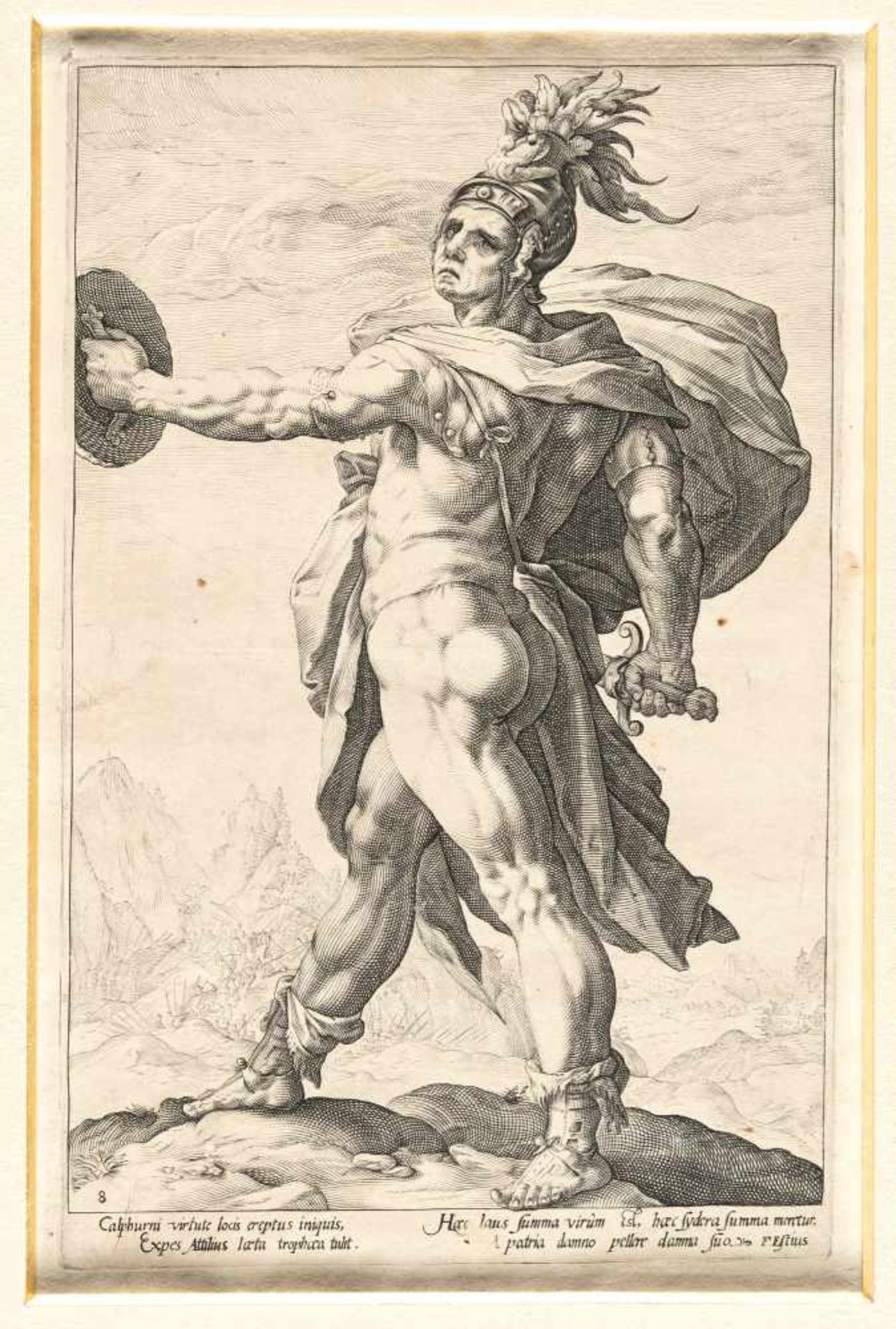 after Hendrick GoltziusCalphurniusEngraving on laid paper watermarked with a lily. - Bild 2 aus 3