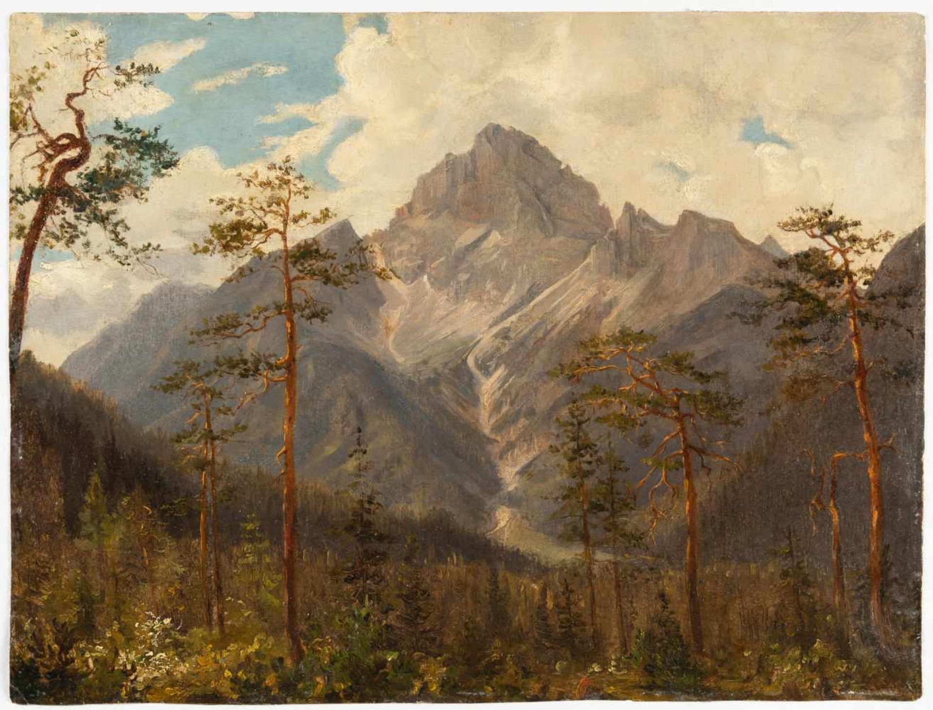 Julius LangeDie Serles in TirolÖl auf Papier. 29,3 x 38,7 cm. Signiert unten rechts.Für die - Bild 2 aus 3