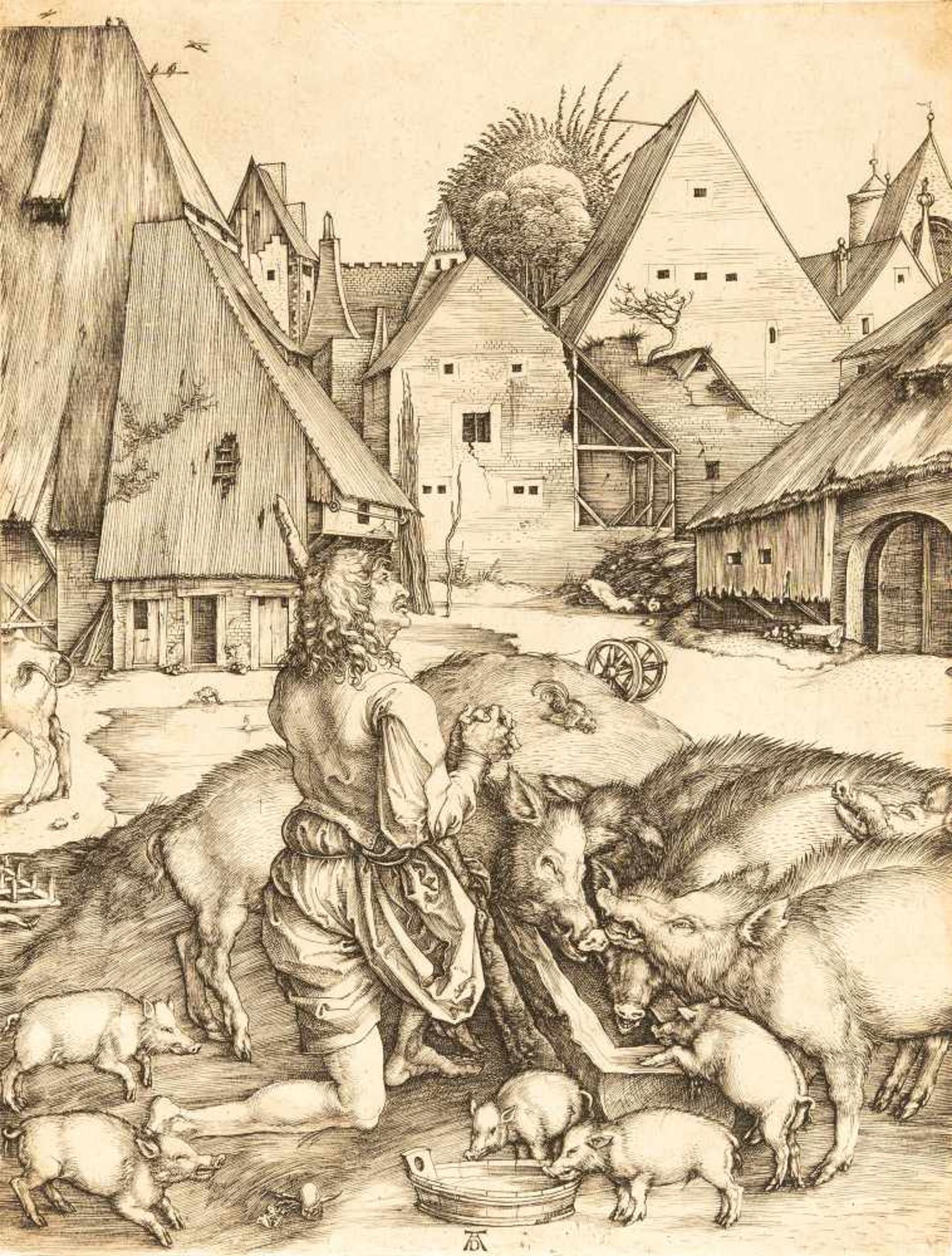 Albrecht DürerDer verlorene SohnKupferstich auf Bütten mit Wz. „Traube mit Stengel und A P“ (Meder