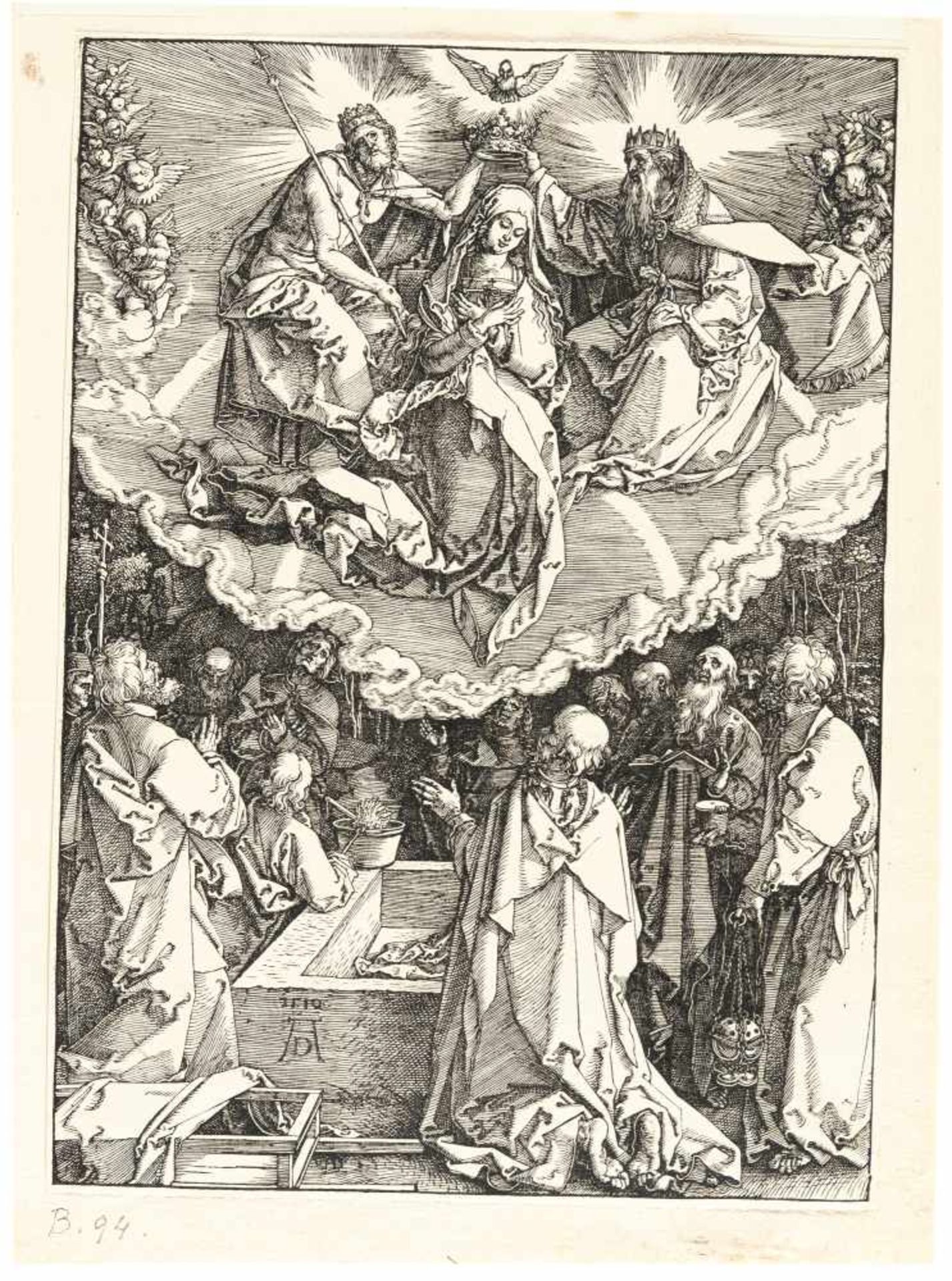 Albrecht DürerMariä Himmelfahrt und KrönungHolzschnitt auf Bütten mit Wz. „Hohe Krone“ (Meder Wz.