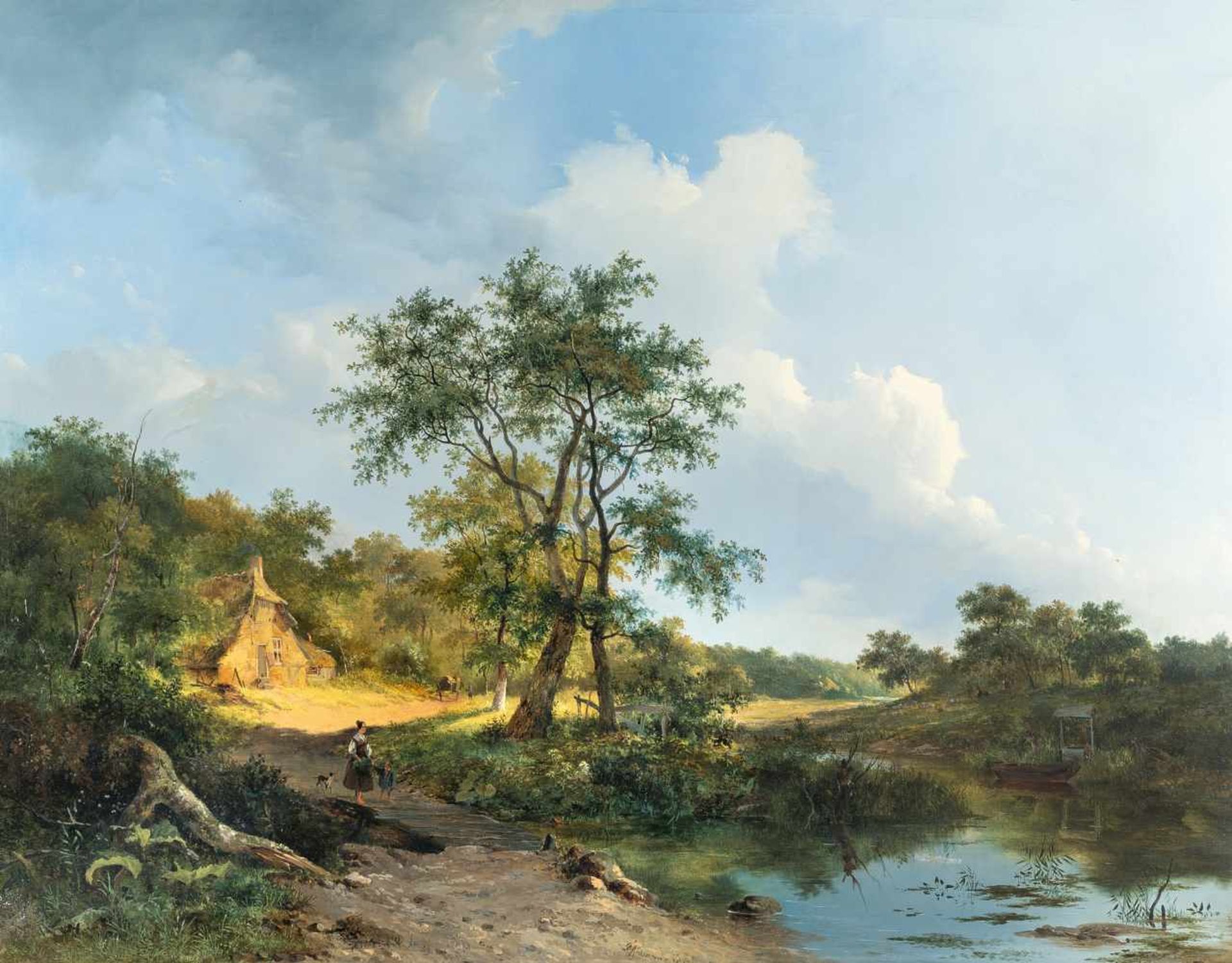 Fredrik Marianus KrusemanHolländische Landschaft mit BauernhausÖl auf Leinwand. (18)39. 75 x 96
