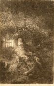 Rembrandt Harmensz. Van RijnDie Ruhe auf der Flucht nach Ägypten (Nachtstück)Radierung und Kaltnadel