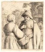 Adriaen Van OstadeMann und Frau im GesprächRadierung auf Bütten. (Um 1673). 9,6 x 8,1 cm (