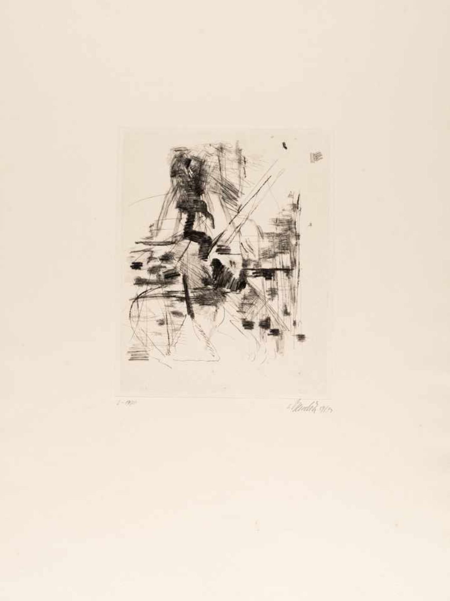 1938 Deutschbaselitz/Sachsen3 sheets: TriptychDrypoint etching on laid paper. (19)59/73. C. 66 x