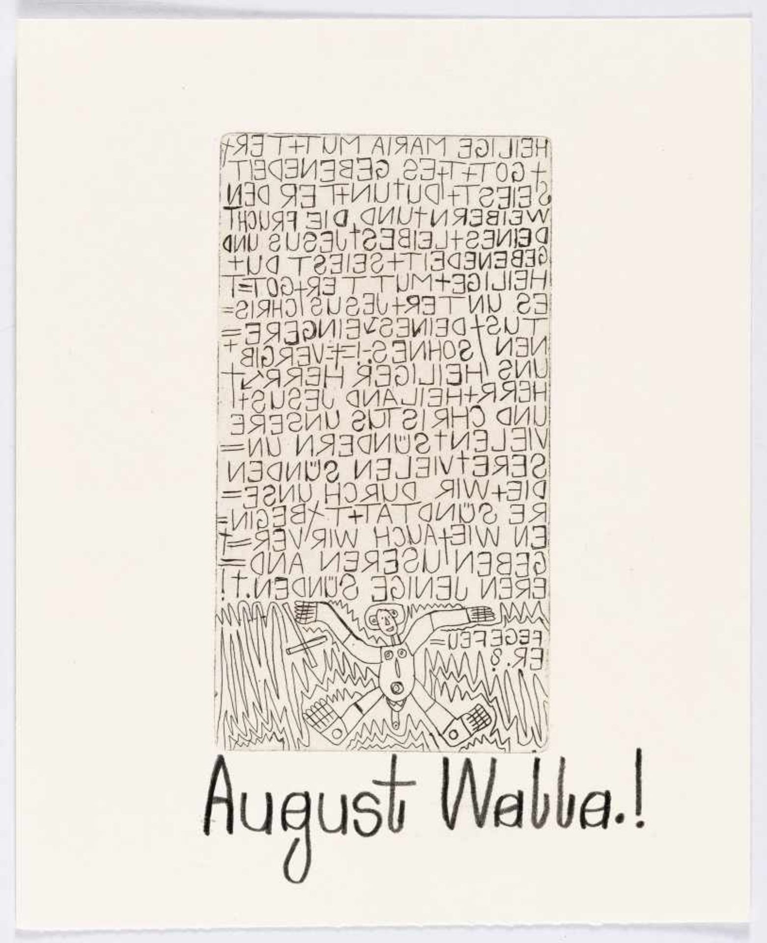 August WallaOhne TitelRadierung auf Velin. Ca. 14 x 7,5 cm (Blattgröße ca. 21 x 17 cm). Auf - Bild 2 aus 3