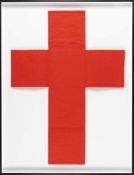 Franz Erhard Walther„Rotes Kreuz“Stoffobjekt aus rotem schwerem Baumwollstoff sowie 1 Zeich