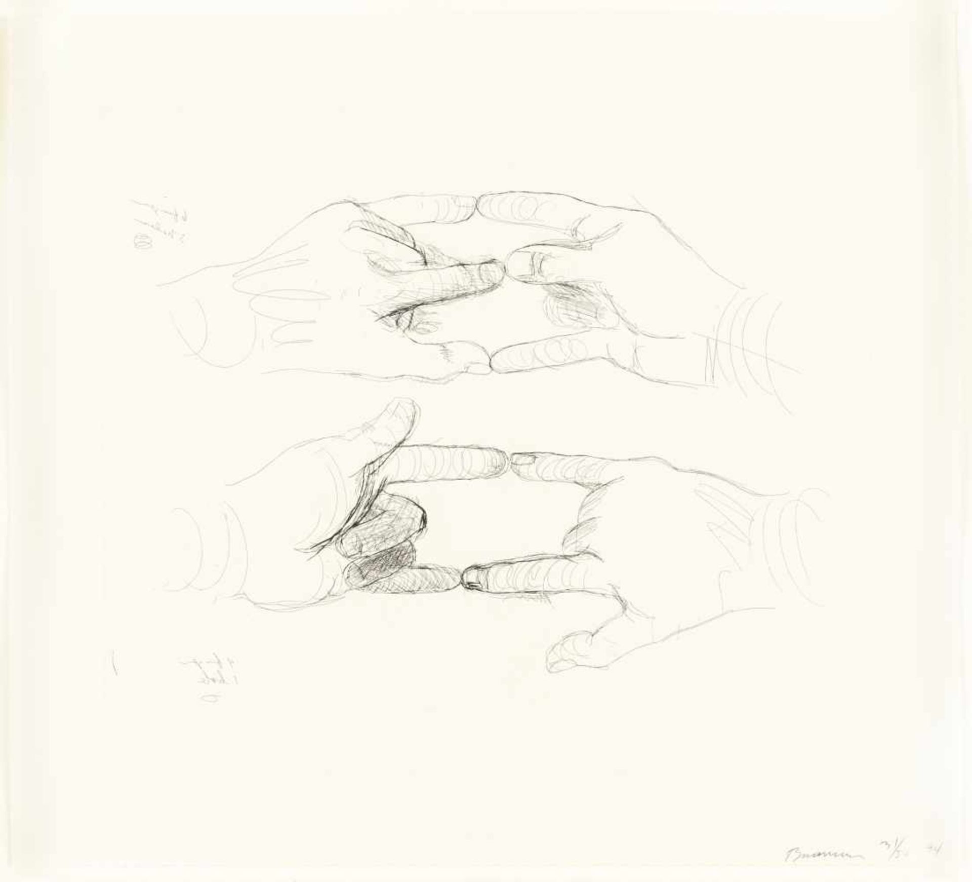 Bruce Nauman4 Bll. aus: Fingers and HolesRadierung auf Velin. (19)94. Ca. 39,5 x 45 cm (Bla - Bild 5 aus 5