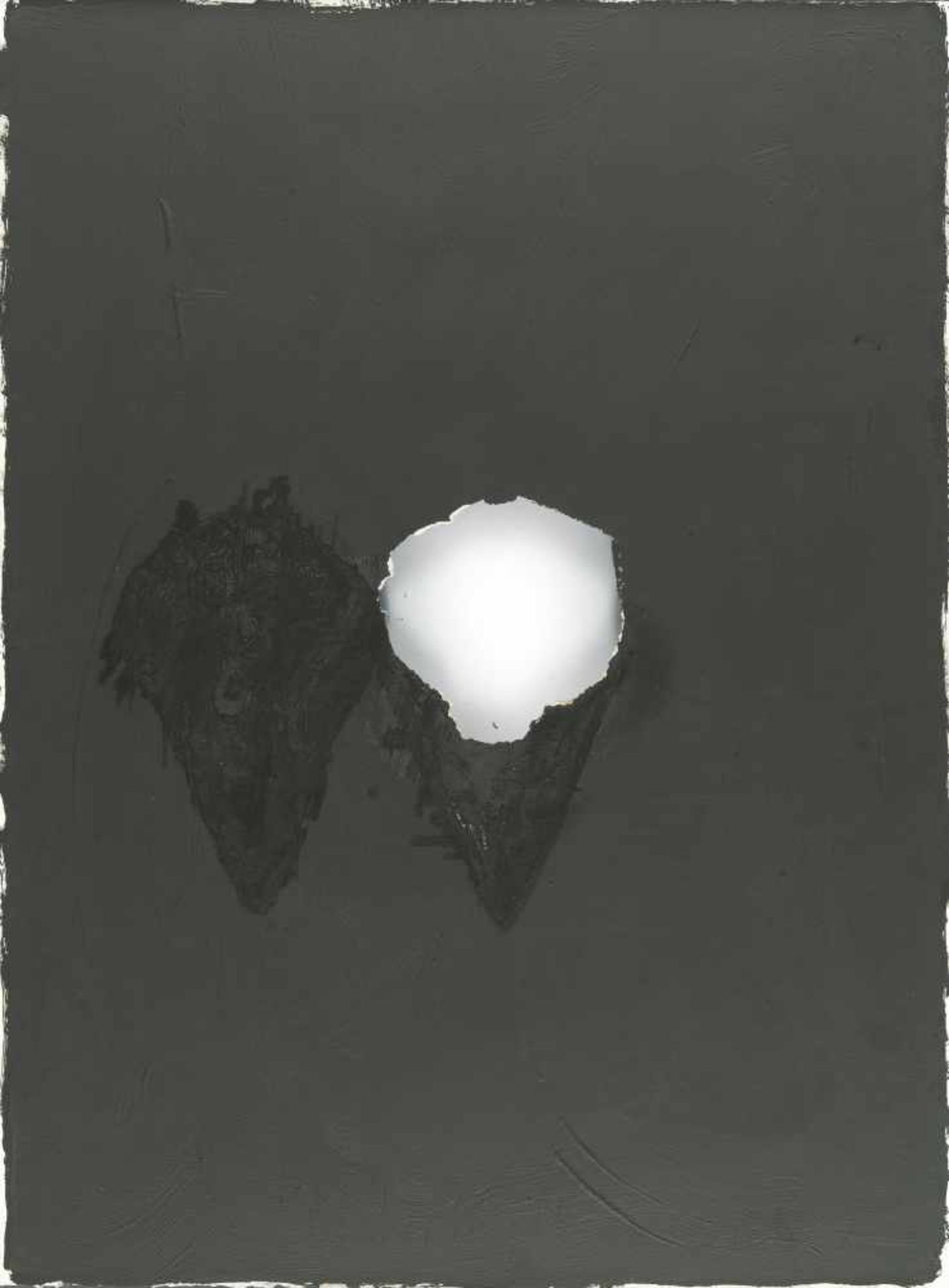 Joseph Beuys„Painting Version 70“Ölfarbe und Butter auf Bütten, gerissenes Loch. (1976). Ca