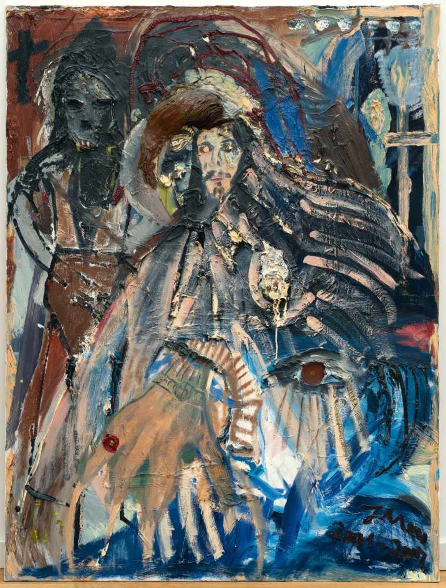 Jonathan Meese„Der Herr des IV. Reiches“Mischtechnik und Öl auf Leinwand. 2001/2002. Ca. 16 - Image 2 of 3