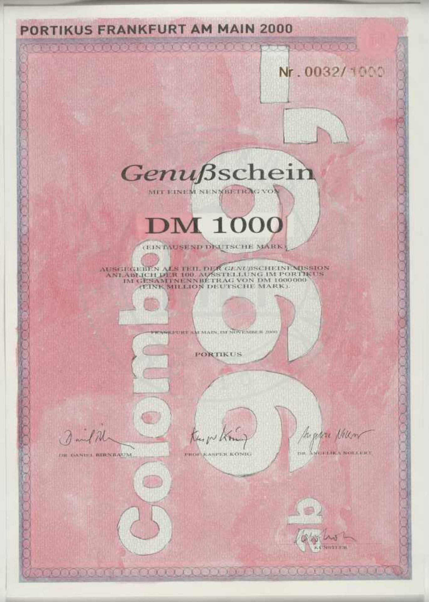 Konvolute10 Bll.: Genußscheine (Sonderausgabe für Portikus Frankfurt/Main)Konvolut aus 10 G - Bild 2 aus 20
