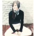 Graham LittleUntitled (girl sitting on the floor)Buntstift auf Velin. 2001. Ca. 36 x 31 cm.