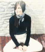Graham LittleUntitled (girl sitting on the floor)Buntstift auf Velin. 2001. Ca. 36 x 31 cm.